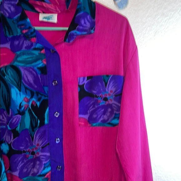 Vintage Vibrant Floral Women's Top - Picture 6 of 7